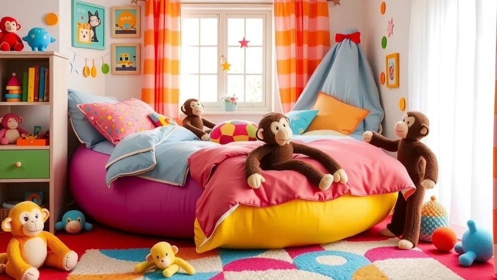 Fem små apor hoppade i sängen