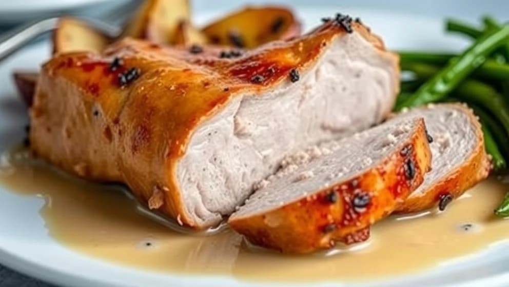 Fläskfilé i ugn med krämig sås
