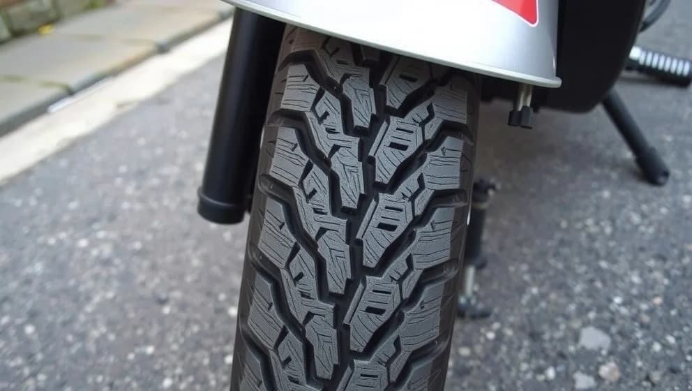 Hur slitet får ett däck på en moped vara